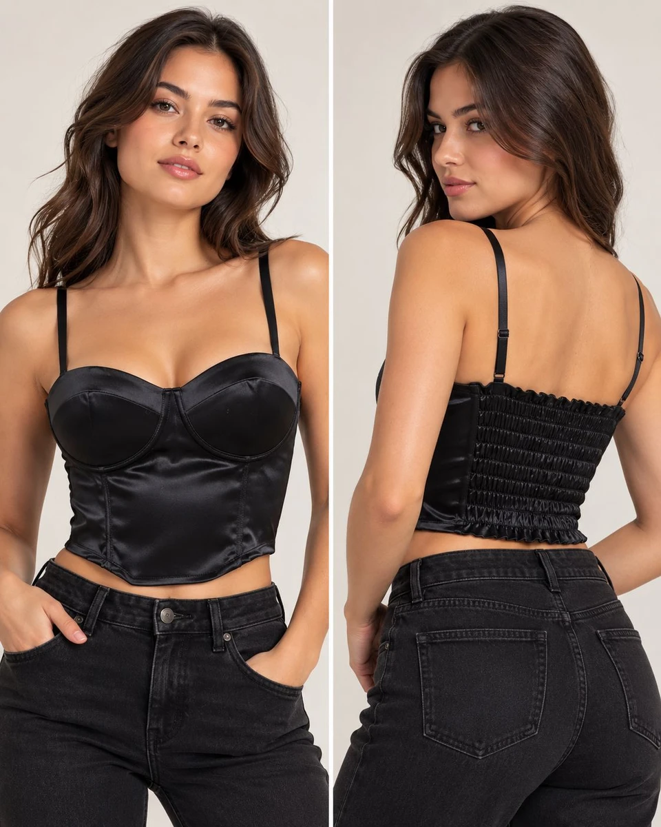 Top Corset Satin Noir 