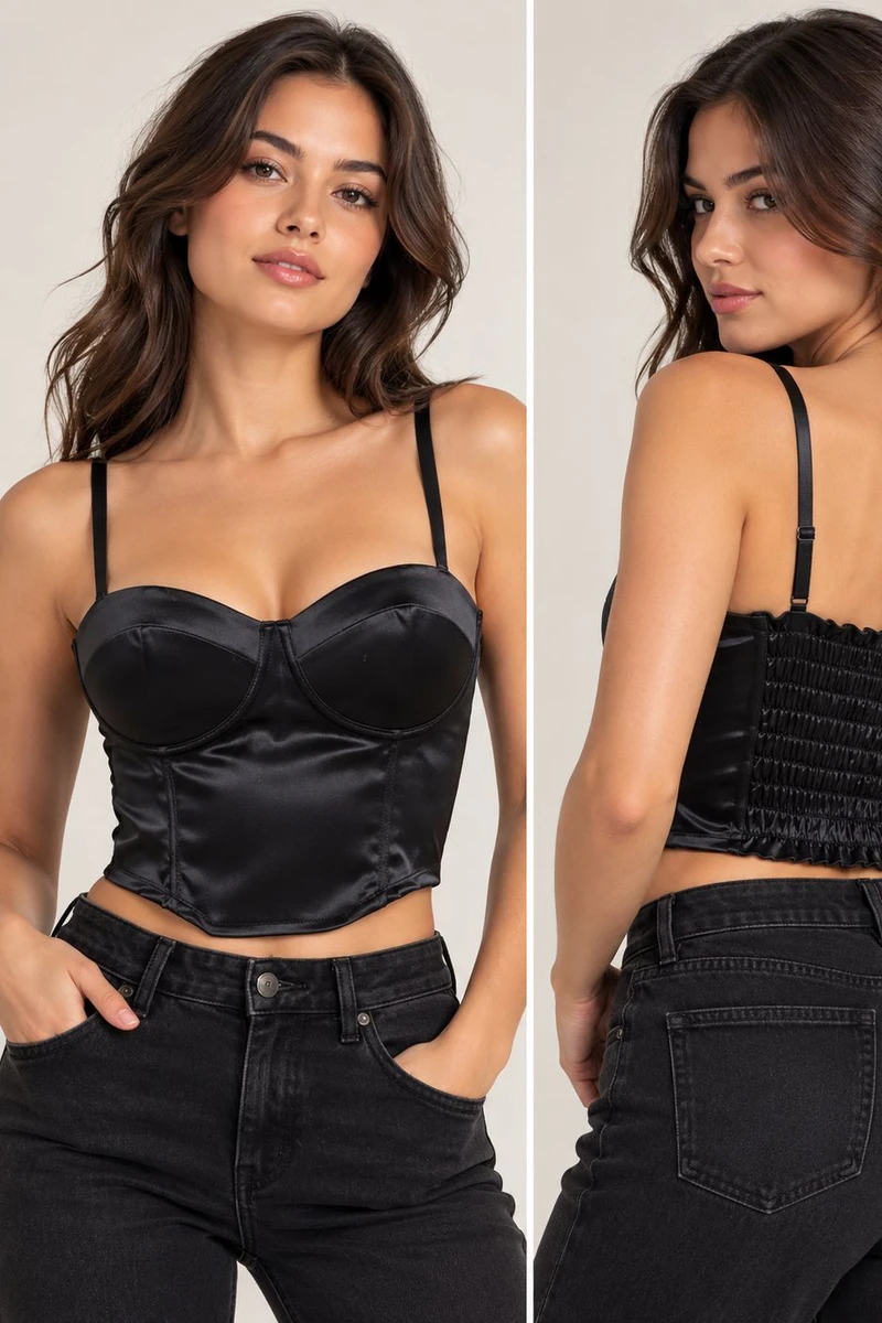 Top Corset Satin Noir Top Corset Satin Noir