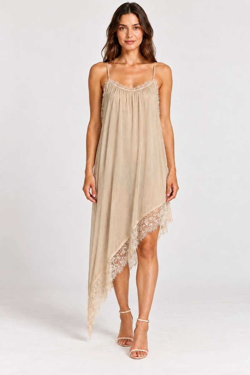 Vestido Lencero Ita Beige dorado