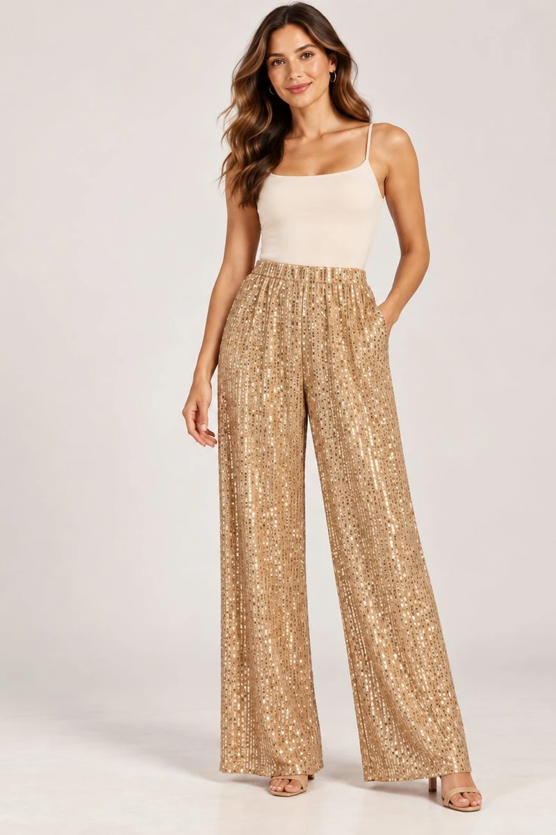 Pantalón de lentejuelas Dorado