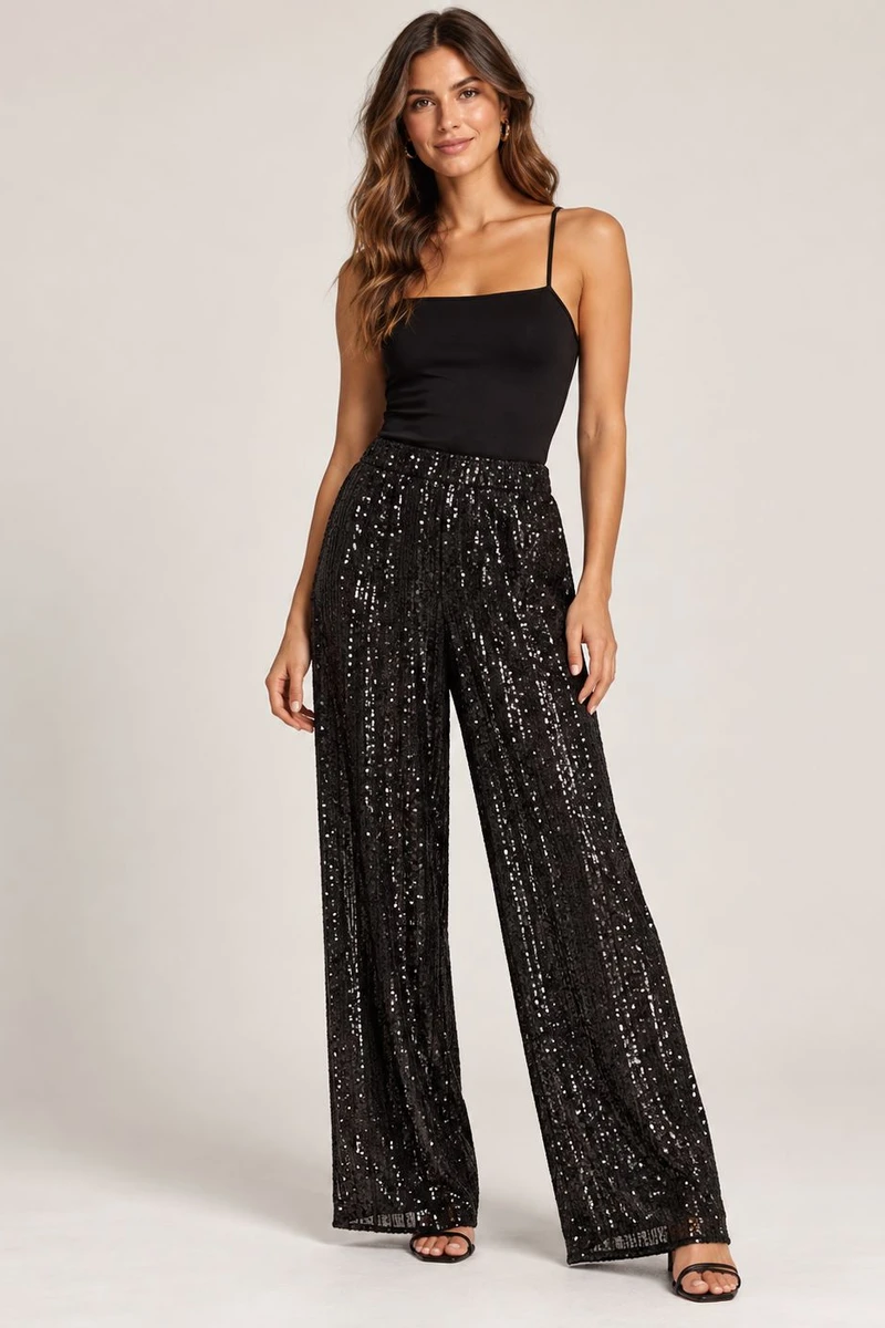 Pantalón de lentejuelas Negro