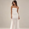 Vestido Strapless de tul largo Blanco