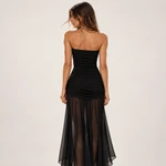 Vestido Strapless de tul largo Negro